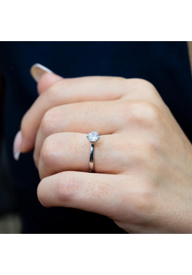 0.50 Karat E Renk Pırlanta Vintage Tektaş Yüzük - Hrd Sertifikalı