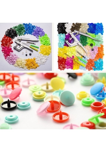 Novahub Çocuk Giysileri Kurulum Aracı Renkli Plastik Reçine Pense, 24 Renk, 360 Takım T5 Çıtçıtlı Düğme + Alet