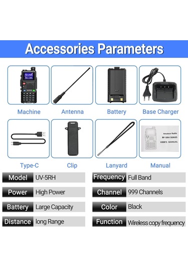 Uv 5rh 10w Hava Bantı Telsiz Uzun Menzilli Kablosuz İletişim Cihazı
