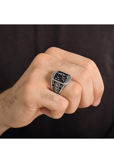 925 Ayar Gümüş 3 Hilal Bozkurt Tasarım Erkek Yüzük