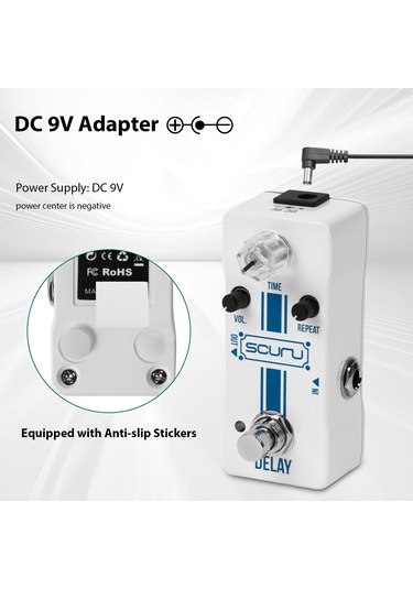 Geeksen Gitar Gecikme Efekti Pedalı Zaman/ses/tekrar Kapsamlı Kontroller Dc 9v 6.35mm Giriş/çıkış Arayüzü Ge Beyaz
