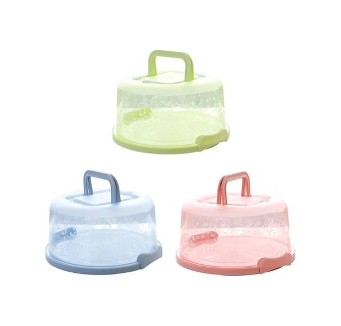 1 Adet Mavi Plastik Yuvarlak Kek Kutusu Kolu Ile Kılıf Doğum Günü Düğün Parti Saklama Kutusu Konteyner Tatlı Pasta Kapak Tutucu Şişeler, Kavanozlar Ve Amp Kutular 2