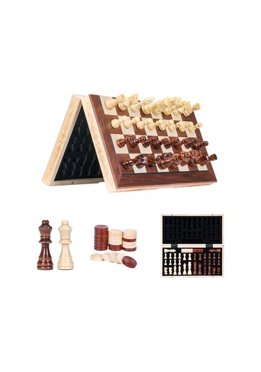 Jl Manyetik Satranç Ve Dama Seti Masa Oyunları, Ahşap