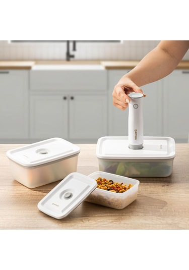 Emsan Freshlock Vakum Makineli 3'lü Saklama Kabı Beyaz