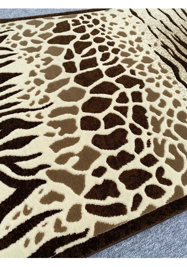Saray Vizyon 11121 R 80x100 Kahve Krem Leoparlı Kesme Halı