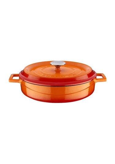 Lava Döküm Çok Amaçlı Yayvan Tencere Çap Ø 28 Cm. Trendy Serisi - Turuncu