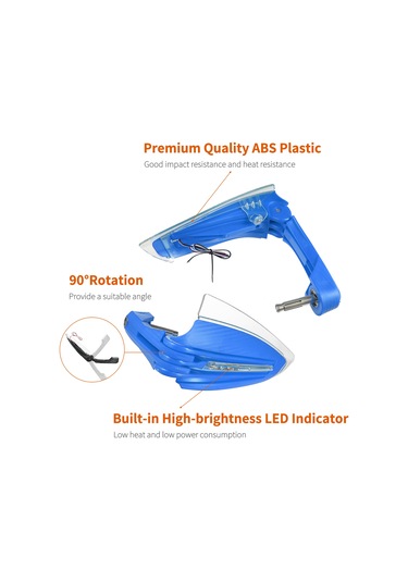 Teltree Motorcycle Universal Led Sinyal Işıklı Saçma Ve Rüzgar Koruyucu, Su Geçirmez, Mavi