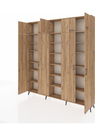 Arges Dolap 18 Raflı 9 Kapaklı 220x30x243 Çam-çam/çam Atlas Çam/atlas Çam