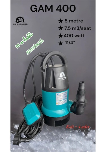 Gold Temiz Ve Kirli Su 400 Watt 220V Flatörlü Drenaj Dalgiç Pompa