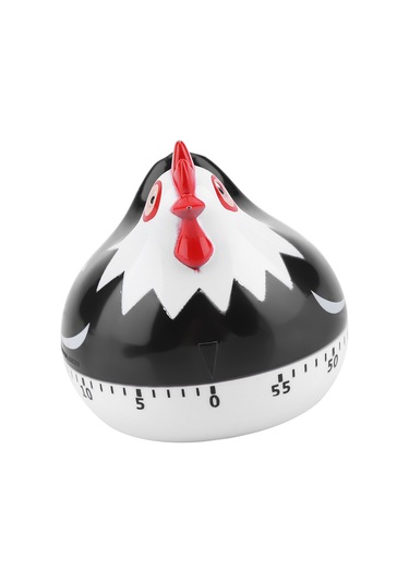 Xindoker Küçük Tavuk Desenli Mekanik Mutfak Zamanlayıcı - 55 Dakika Geri Sayım, Yüksek Sesli Alarm, Pp Malzeme Siyah