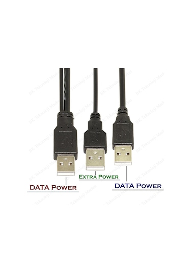 2 In 1 Harici Disk Hdd Usb Y Splitter Kablo 3Xusb Kablo