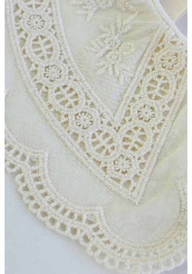 Modanino Kız Çocuk Nakış Yakalı Bluz 3-10 Yaş 12653oz Beyaz