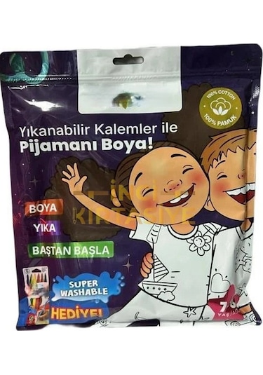Mey İthalat Kalem Hediyeli Boyanabilir Pijama 7-8 Yaş Çok Renkli