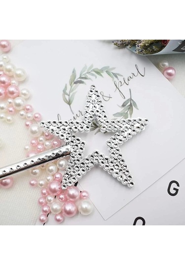 Yıldız Model Peri Asası Melek Asası Prenses Asası Metalize Gümüş Renk Lisinya