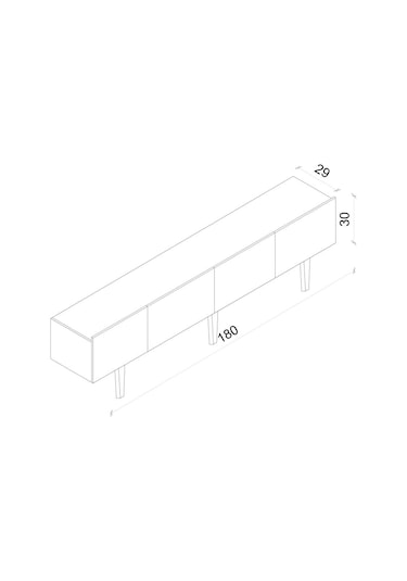 Capella Gri Mdf Country 4 Kapak Duvara Monte 180 Cm Tv Ünitesi