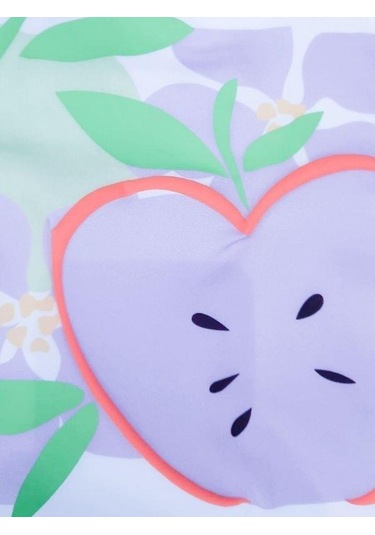 Kız Çocuk Pamuklu Elma Baskılı Bluz-14120 Ekru