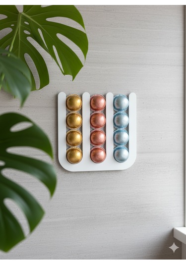 İhtiyacın3d Nespresso Vertuo Kapsül Düzenleyici Mıknatıslı 12 Li Kahve Kapsül Standı 24x24 Cm Beyaz