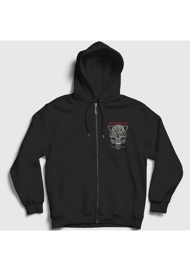 Presmono Unisex Mechanic Lamb Of God Fermuarlı Kapüşonlu Sweatshirt Siyah