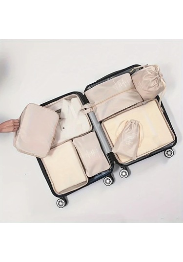 Fochsia Makyaj Çantası Sekiz Parça Set Parlak Mavi 8 Parça Seyahat Saklama Organizer Ahşap