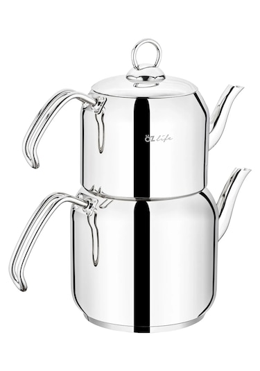 Özlife Hüma Serisi Aile Boy Çaydanlık Sade Gümüş