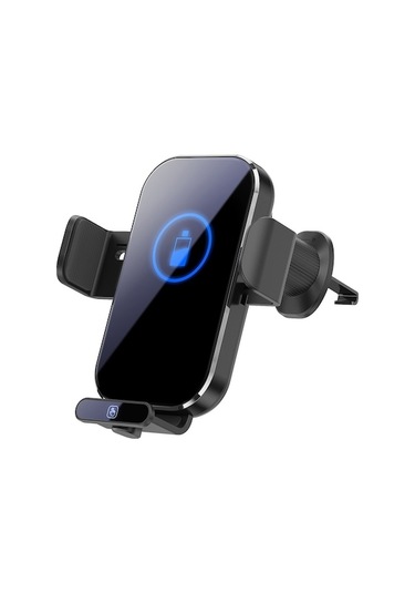 Hızlı Şarjlı 360 Dönebilen Araç Telefon Tutucu - Kablosuz Şarj Ve Titreşim Emici Siyah Siyah