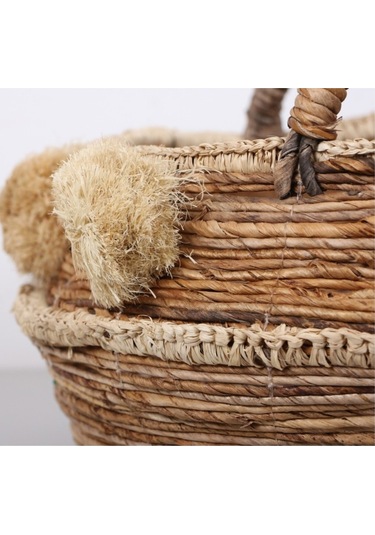 Abaka Ponponlu Sepet 45x35x30 Cm Naturel