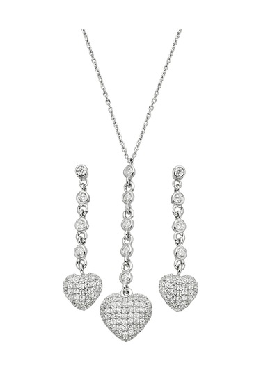 925 Ayar Gümüş Tasarım Su Yolu Kalp Set - 67021002 Gümüş