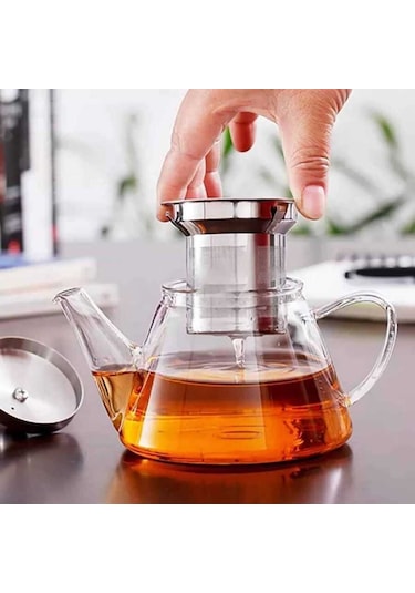 Epinox Cam Demlik Çelik Süzgeç V Model 500 ML Şeffaf