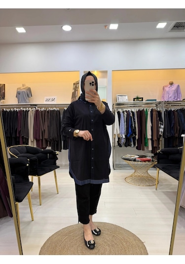 İnvee Gölge Kisa Gömlek Siyah 7219