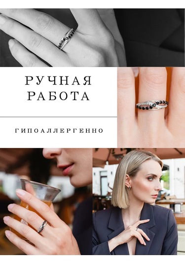 Lamponi 925 Ayar Gümüş Kol Uzun Yüzük, Spinel Taşlı Zirkon. 232735516 Gri