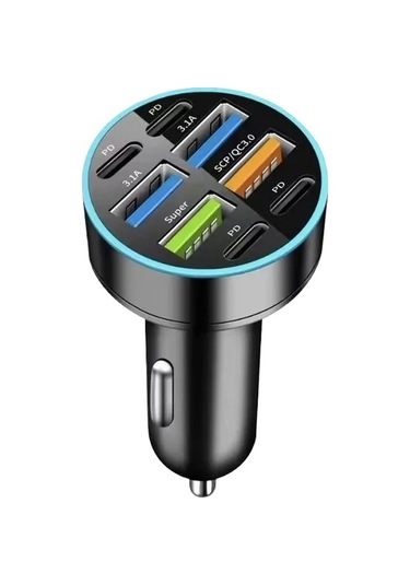 8'i 1 Arada C Araç Telefon Şarj Cihazı Usb A 4 Pd Süper Hızlı Şarj Adaptörü F Siyah Araç Şarj Cihazı