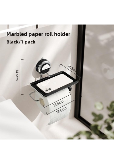 Skycity Duvar Üstü Tuvalet Kağıdı Rafı - Delme Yok Süspansiyon Cup Tasarımı - Lüks Ev Kullanıma - Mermer Siyah - Çok Amaçlı Depolama Diğer