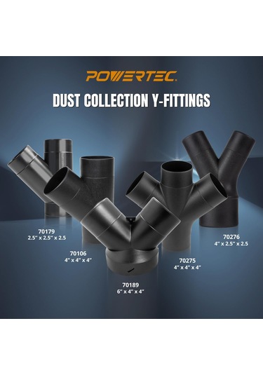 Powertec 70190 Y-fitting, 4 X 2 1/5,1 Cm