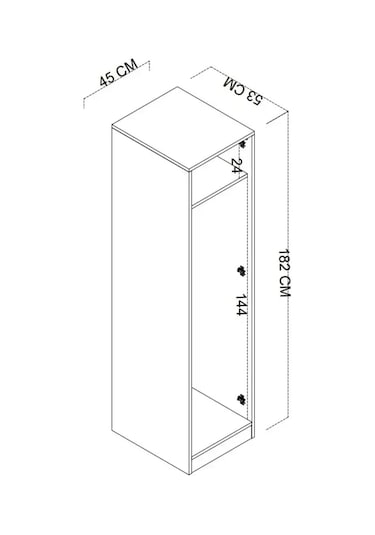 Daisy 45 Cm Beyaz Tek Kapılı Elbise Dolabı - Gardırop Beyaz