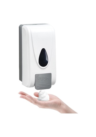 Duvar Tipi 1000ml Köpük Sabun Dispenseri, Manuel Bas Tuşlu, Damlama Engelleme, Tüp Lüleli, Duvar Montajlı, Banyo/mutfak Uygun Yapıştırma Aksesuarları Ve Anahtar Dahil Beyaz - Gri Beyaz - Gri