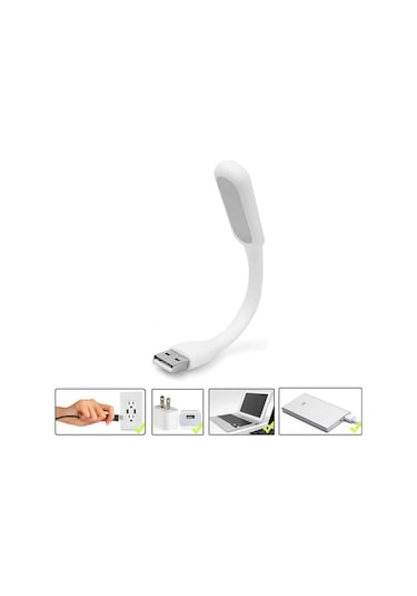 Usb Led Lamba 15cm Beyaz Renk Işık Portatif Taşınabilir Gece Lambası Masa Aydınlatma