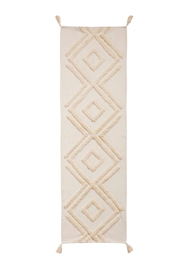 Bej Püsküllü Runner 45x150 Cm