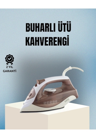 2200 Watt Buharlı Ütü Kahverengi Seramik Taban Şok Buharlı