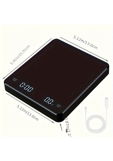 Xuweiwei Kahve Ve Gıda Ölçeği 3000g 0 1g Hassasiyetli Şarj Edilebilir Büyük Ekranlı Zamanlayıcılı Çok Fonksiyonlu Mutfak Tartısı -