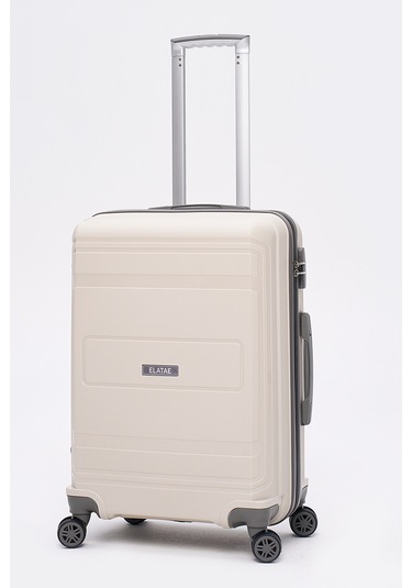 Elatae Premium Polipropilen Orta Boy Kırılmaz Valiz Bej - Antrasit V305 Bej