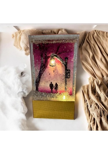 Dekoratif Işıklı Sokak Lambası Gold Gece Lambası Gold