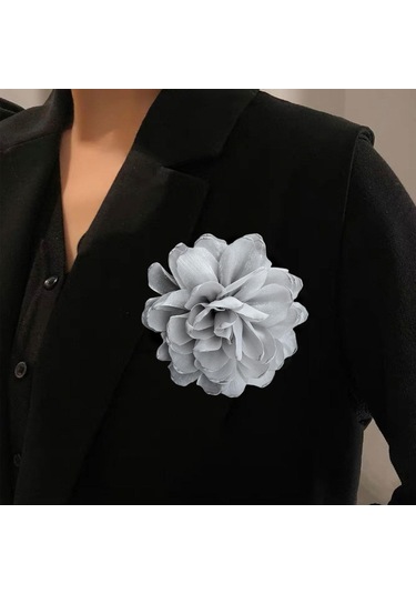 Homyl Kadınlar Için Çiçek Broş Rozeti Büyük Dans Ziyafeti Gri