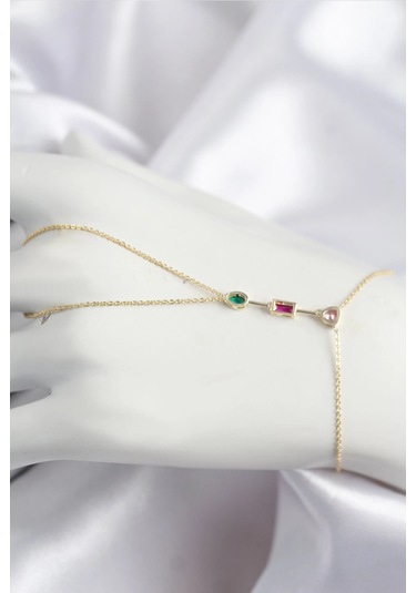 Pirinç Renkli Zirkon Taşlı Model Gold Renk Şahmeran - Tj-sn723 Çok Renkli