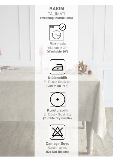 Daily Series Kadife Dokulu Keten Rengi Masa Örtüsü Keten