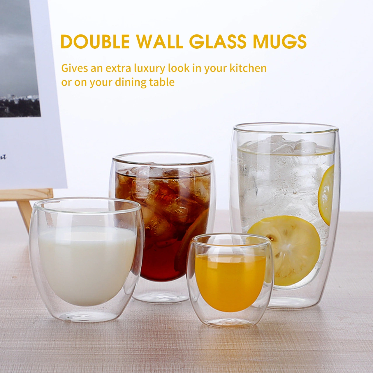 Youtek 450ml Borosilikat Cam, Isıya Dayanıklı Çift Duvarlı, Soğuk Ve Sıcak İçecekler İçin Şeffaf Bardak Çok Renkli