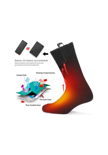 Willowhaven Çorap Elektrikli Isıtmalı Pil İle Çalışan Soğuk Hava Erkek Çorap Tek Beden Siyah Çok Renkli
