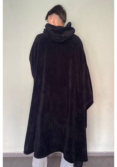 Giyilebilir Hoodie Battaniye Rahat Kalıp Tek Beden Siyah