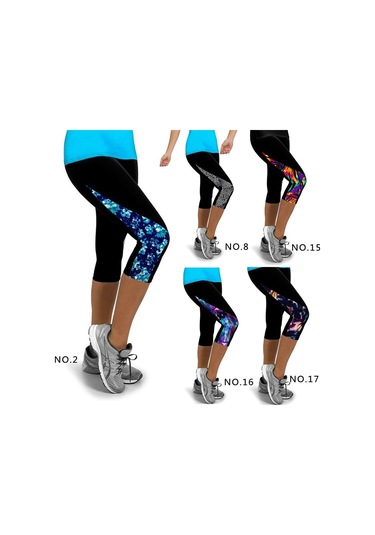 Elastik Spor Tayt Kadın Üç Çeyrek Pantolon Spor Salonu Spor Yoga Tayt