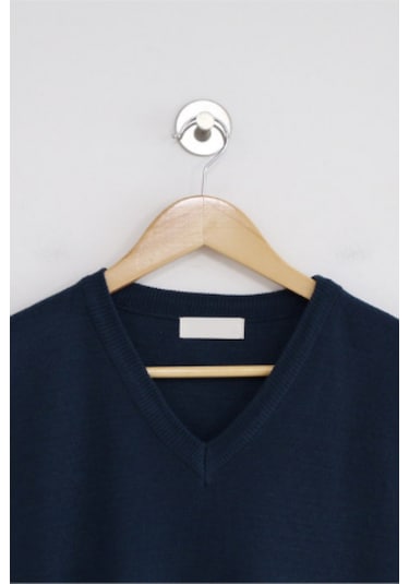 Erkek V Yaka Oversize Süveter Lacivert