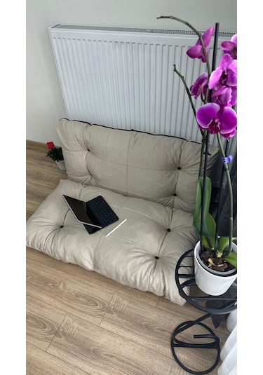 Modern Style Home Kalorifer Önü Yer & Palet Minderi 2'li Takım Krem